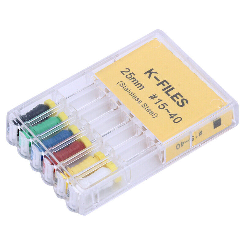 1-100Pack Dental Stainless Steel Endo Root Canal File K Files Hand Use #15-#40