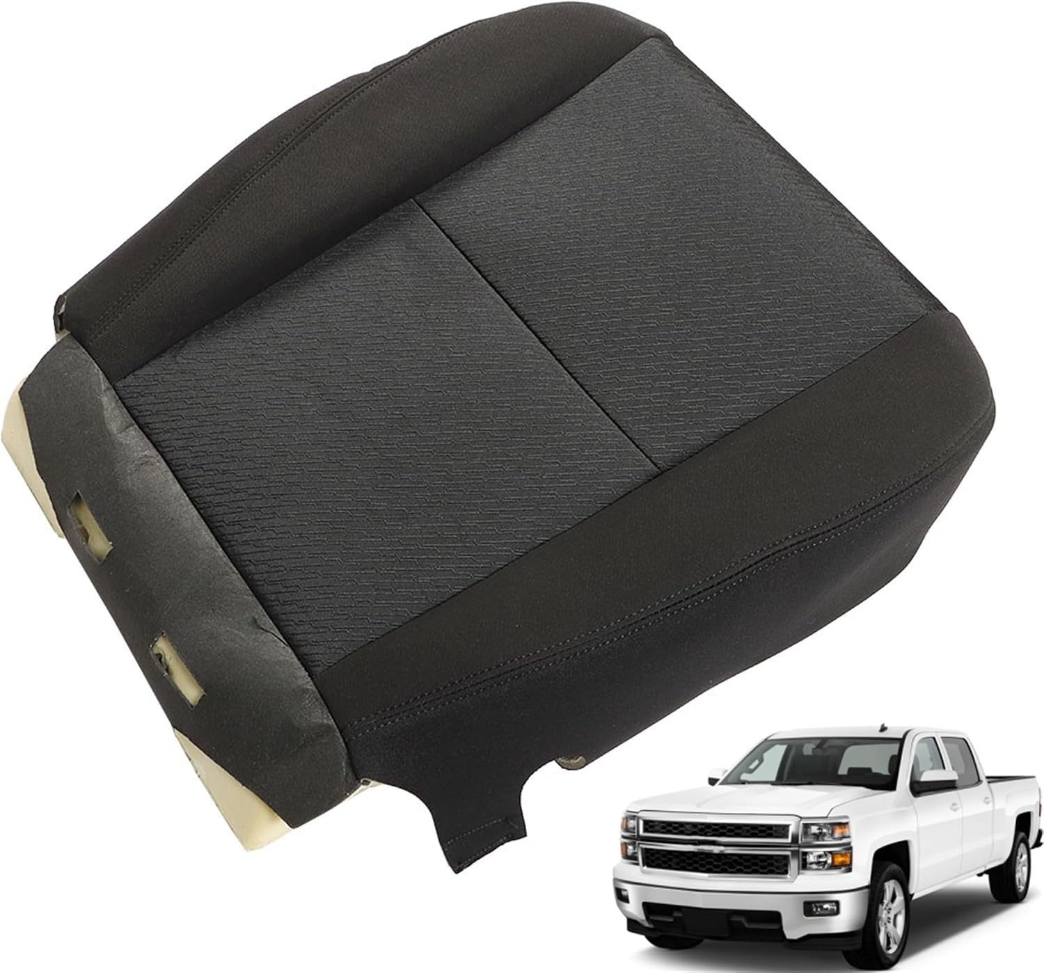 Front Driver Bottom Cloth Seat Cover with Foam Cushion for Silverado 2007-2014