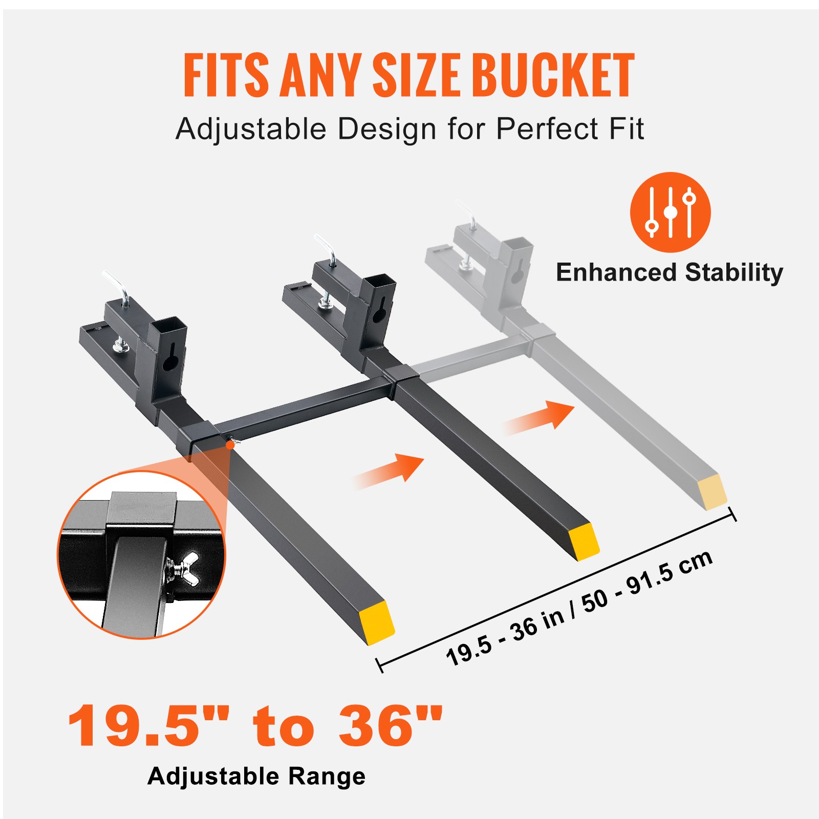VEVOR 43″ 2000lbs Pallet Fork Clamp On Tractor Forks Adjustable Bucket Forks