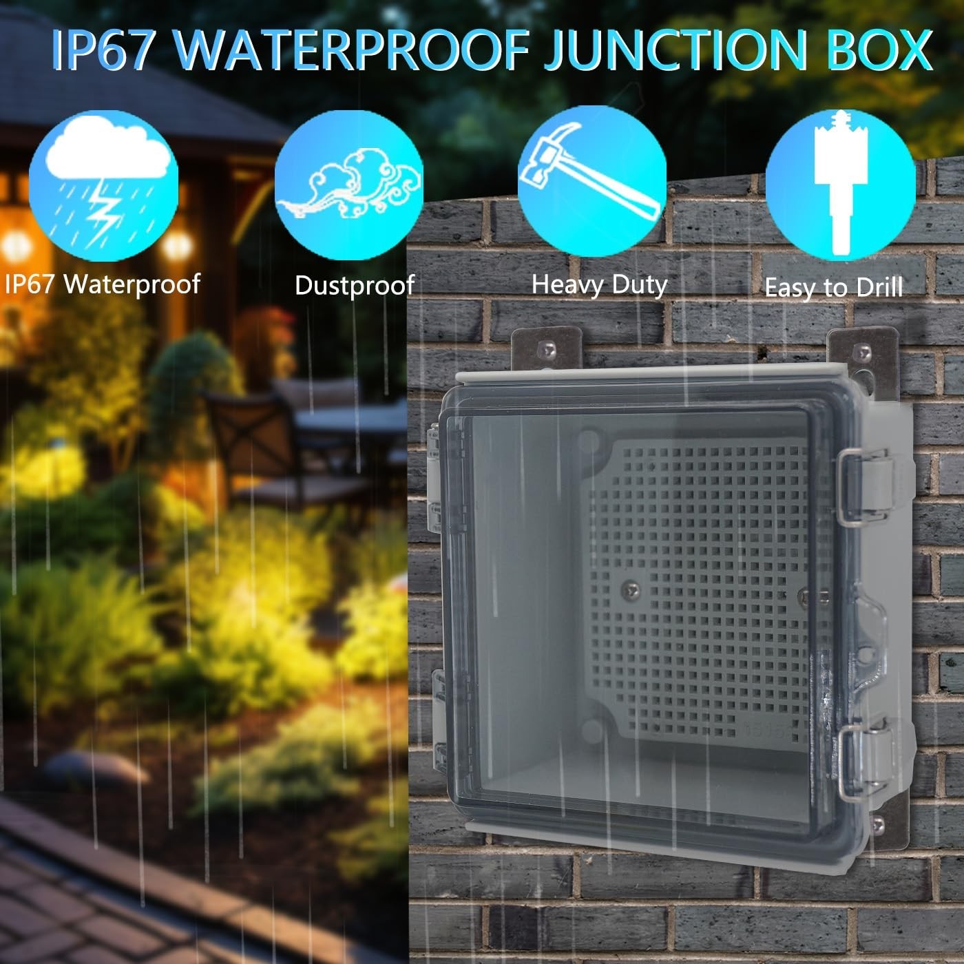 Waterproof Junction Box, ABS Plastic Electrical Enclosure with Stainless Stee…