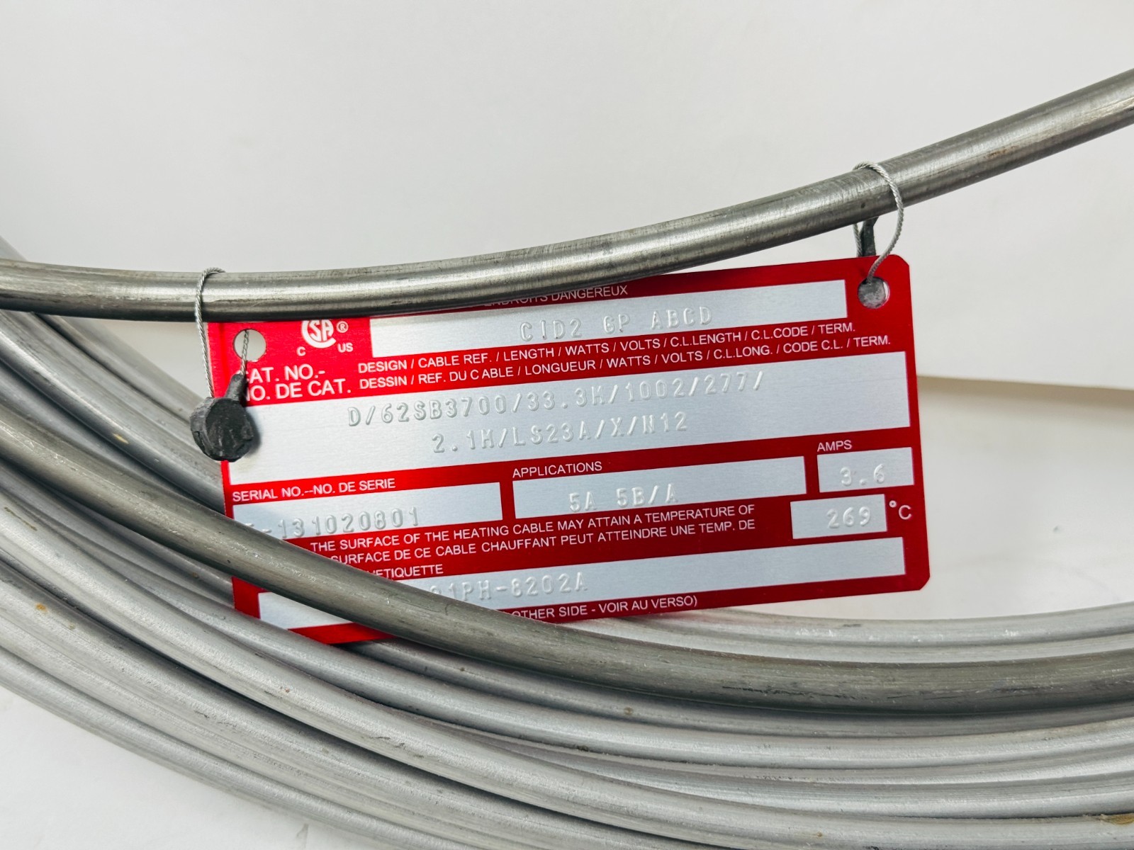 Pyrotenax D/62SB3700/33.3M/1002/277/2.1M/LS23A/X/N12 1002 Watts Heating Cable