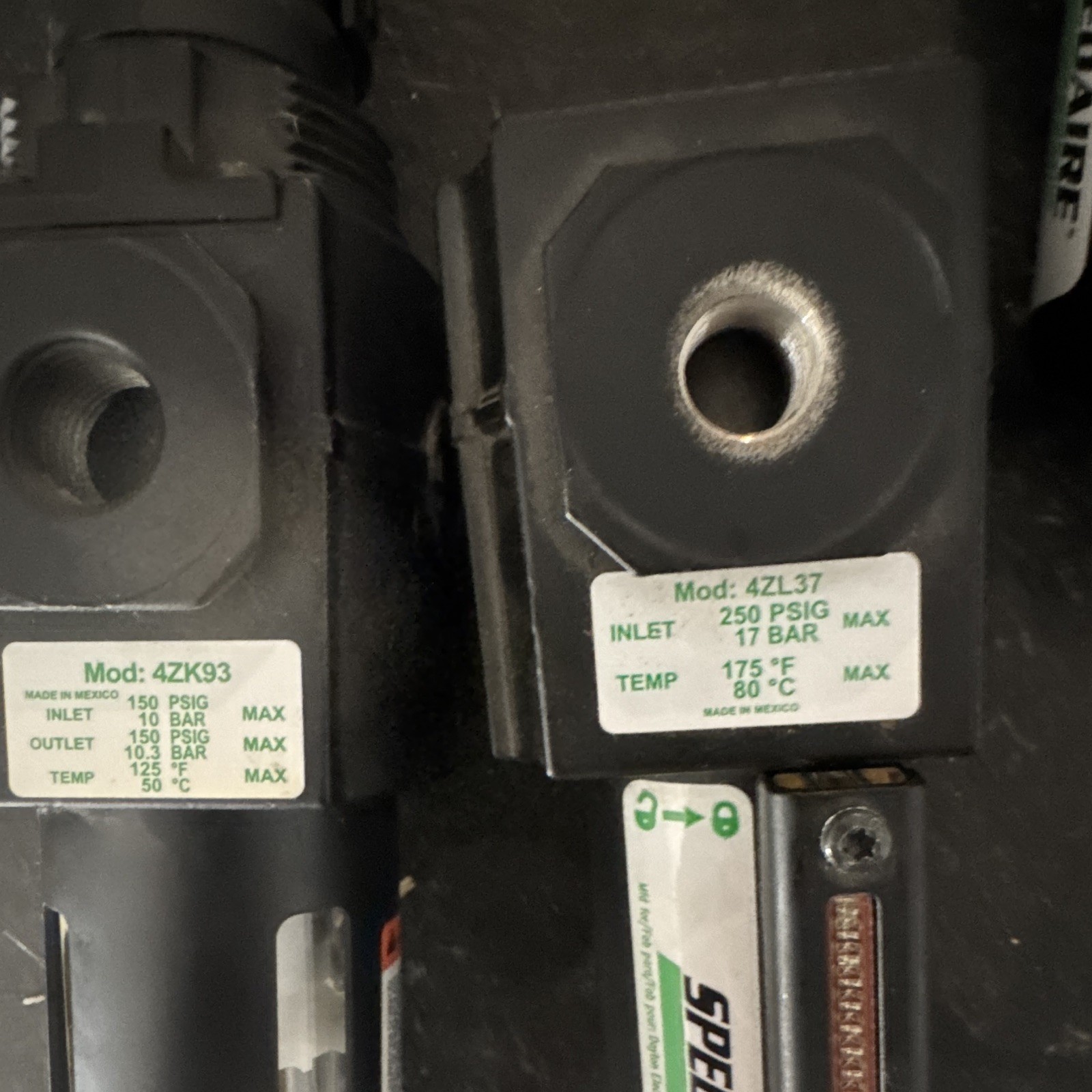Speedaire Compressed Air Treatment Units Models 4ZK93 4ZL77 4ZL37 lot of 4