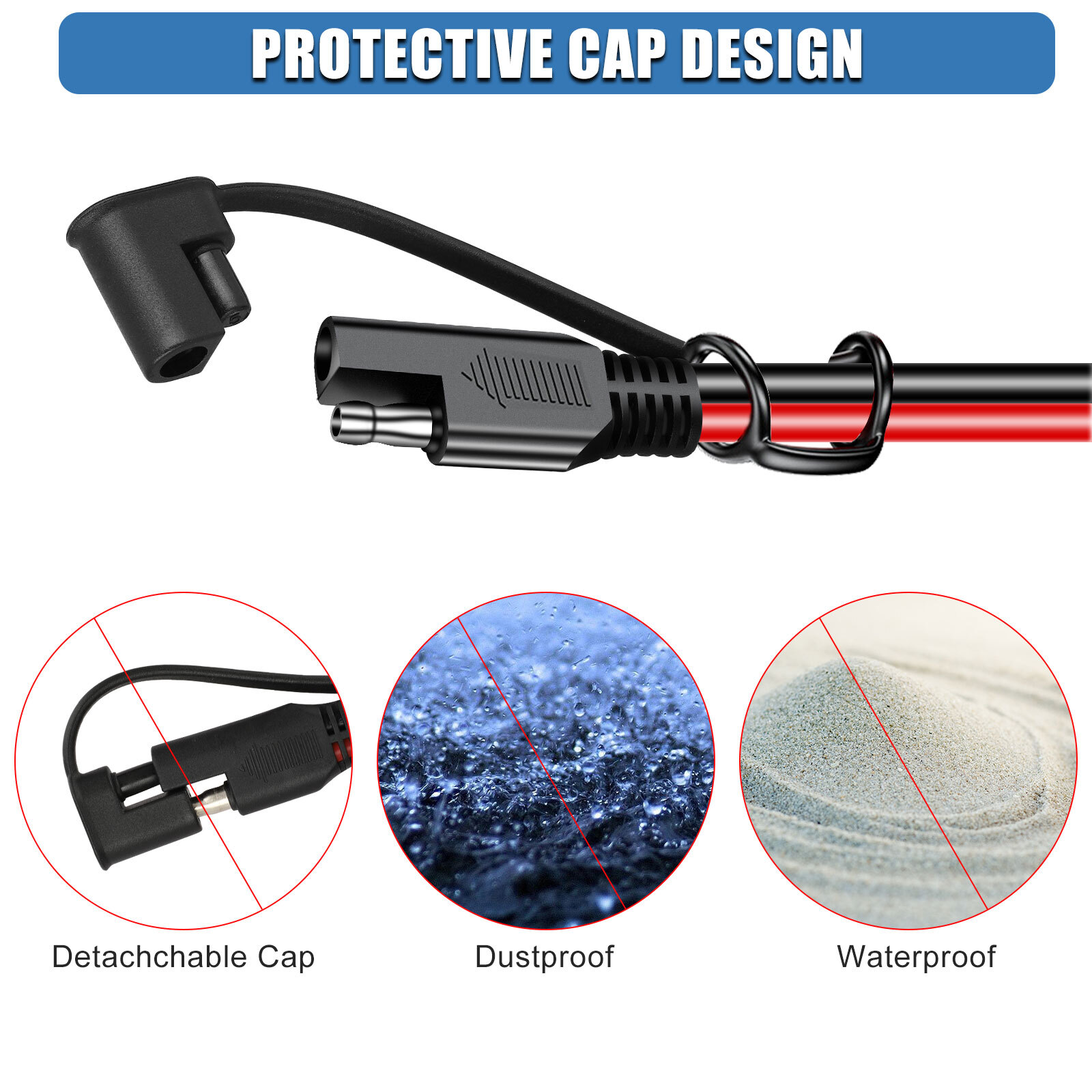 3 pcs 12AWG SAE Adapter Male Plug to Female Socket Cable Quick Connector Harness