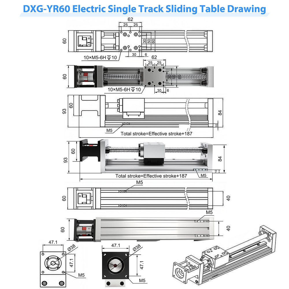 Ball/T-type Screw Slide Sliding Table Guide Linear Stage CNC Motion Module Slide