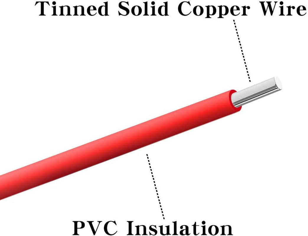 22 AWG 1007 Hook-Up Wire Red Black 200FT Solid Tinned Copper PVC 105°C
