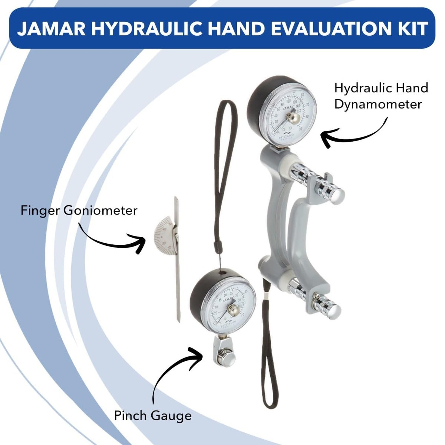 Jamar Hydraulic Hand Evaluation Kit, Includes Hydraulic Hand Dynamometer, Pin…