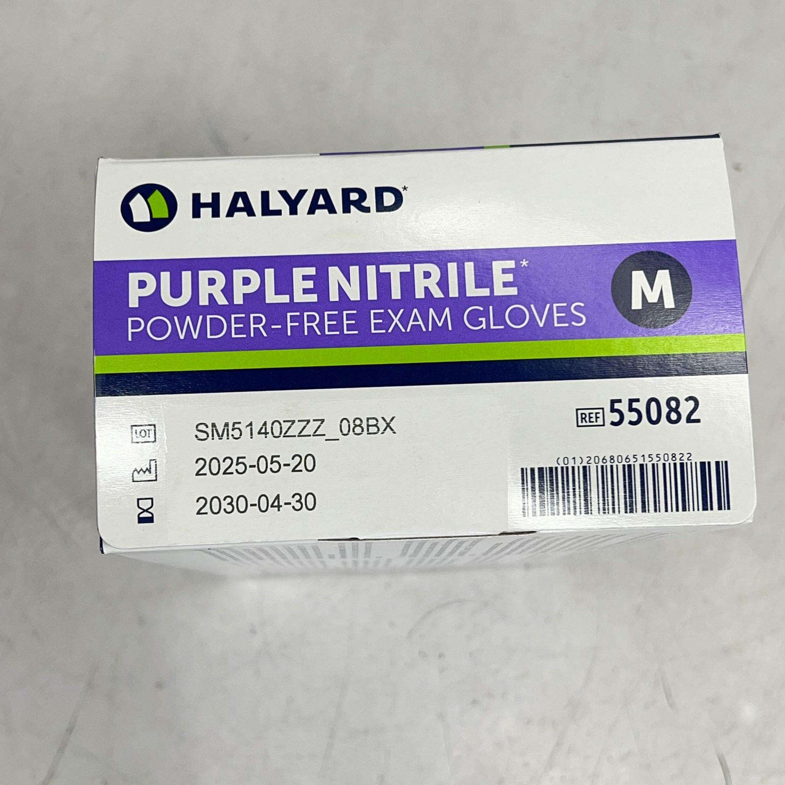 HALYARD (2 PACK, 100 GLOVES EACH) Exam Gloves Unisex Sz M Purple 55082 BB 04/30