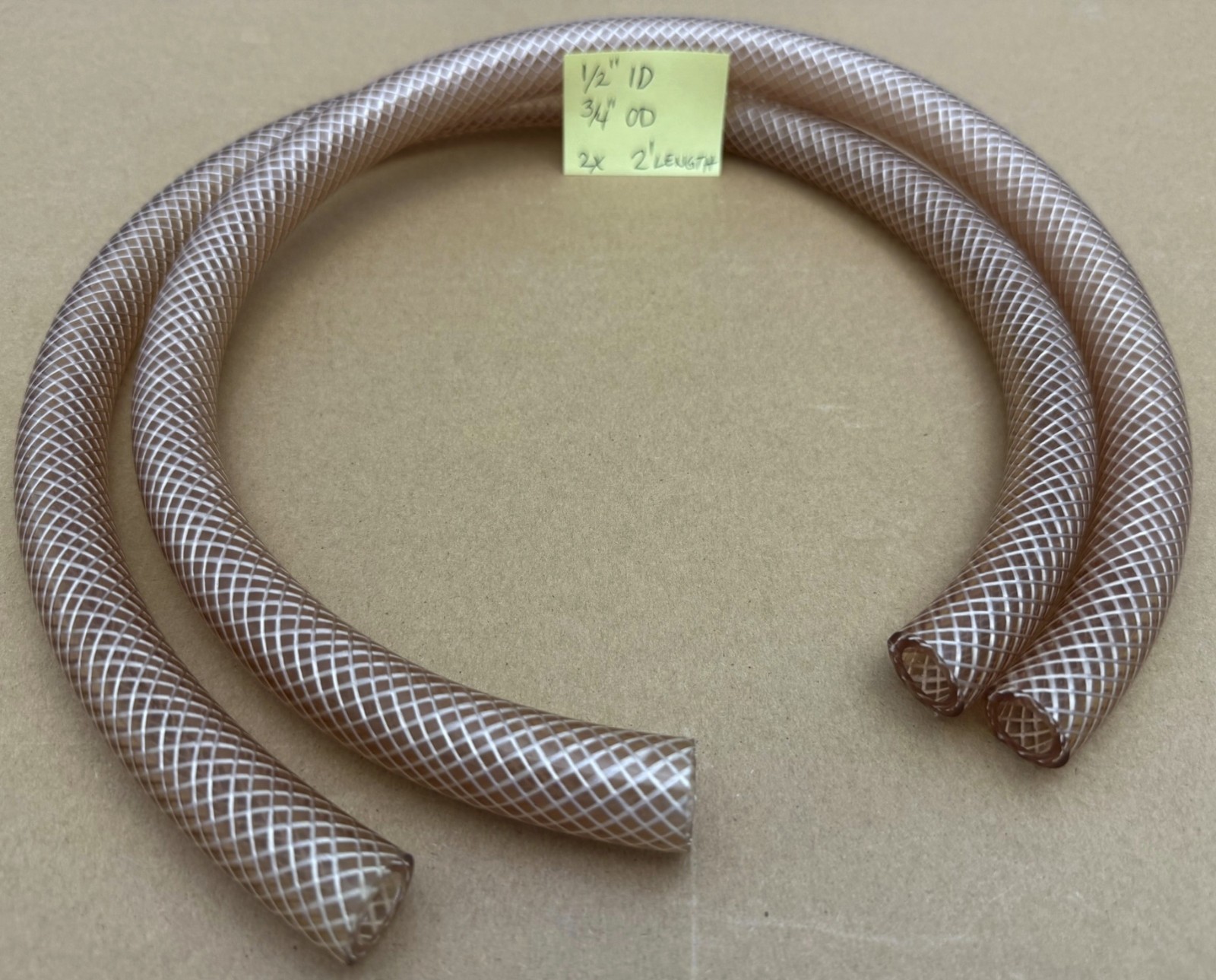 o’o’o . PVC BRAIDED Vinyl HOSE TUBING . 2X 2 ft long . 1/2 inch ID . 3/4 inch OD