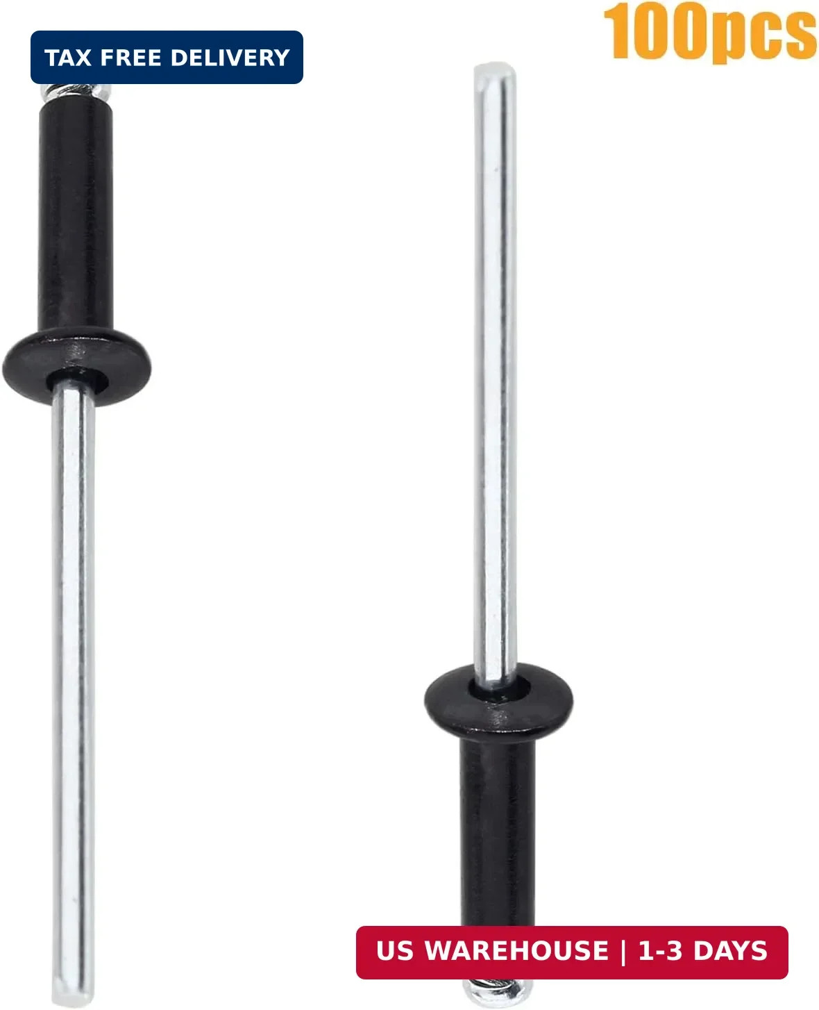 1/8 x 1/2 Inch Aluminum Blind Rivets Kit, 100Pcs Black Pop Rivets Kit