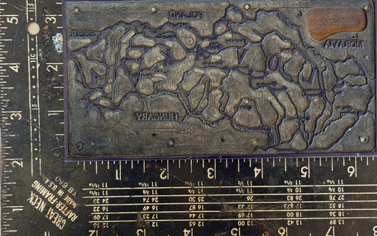 6 Antique Slovak Map Printing Blocks Hungary Slovakia Europe Relief Plates