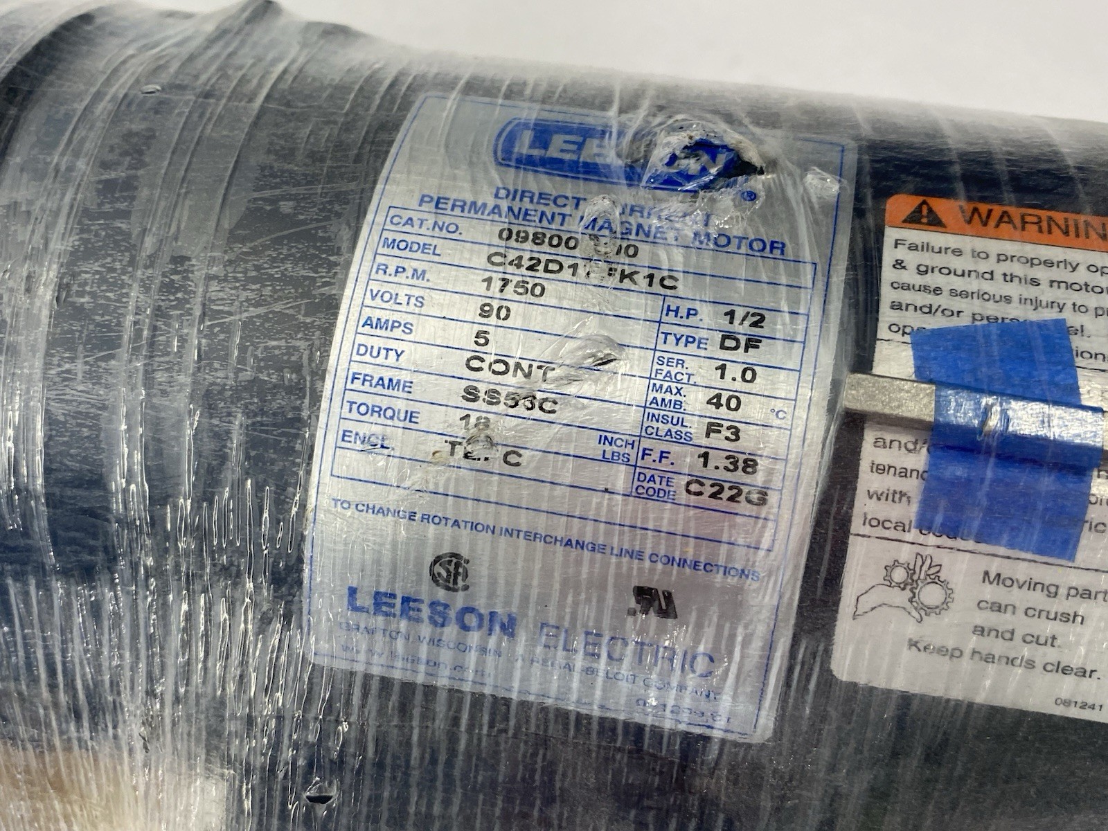 Leeson 098000.00 Permanent Magnet DC Motor 1750rpm 1/2HP C42D17FK1C