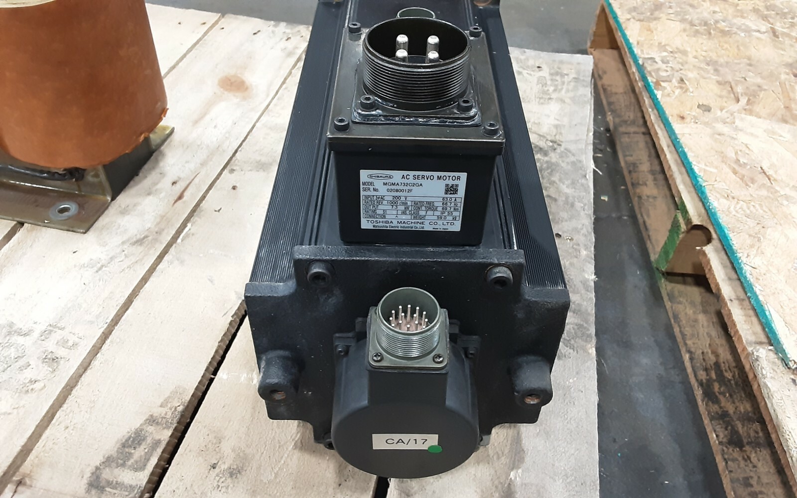 SHIBAURA TOSHIBA AC Servo Motor MGMA732C2GA 200V 1000RPM 7.3KW #121A31PR2