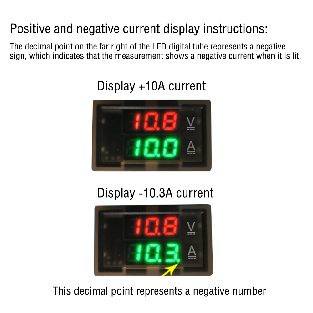 100A 0.1A Hall Current Voltmeter Dual Digital Display DC 5V-100V DC 0-300V ± NEW