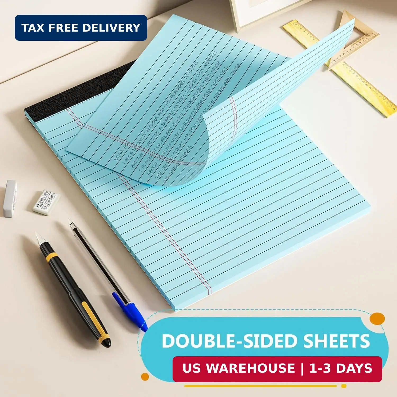 Colored Legal Pads 8.5×11 6 Pack Wide Ruled Note Pads 30 Sheets Pink