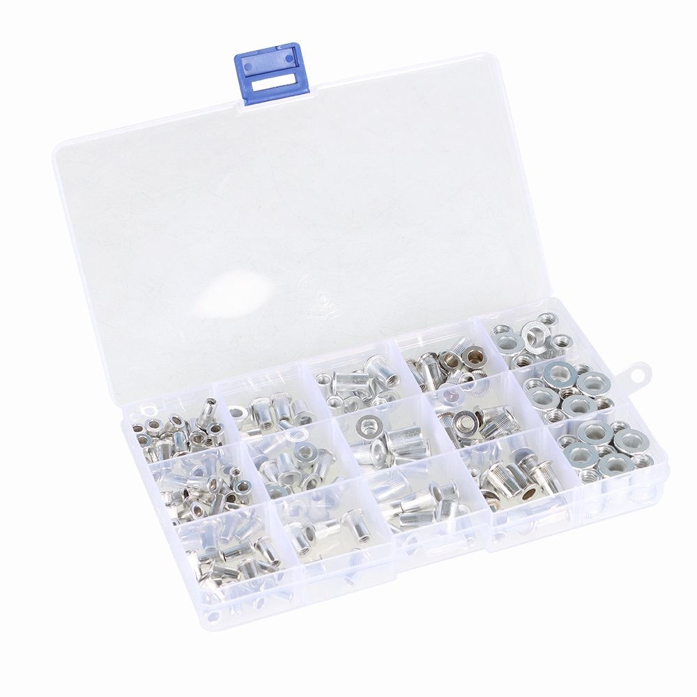 150 Pack Aluminum Rivet Nut Kit Sliver Rivnut Nutsert Standard Inch SAE Imperial