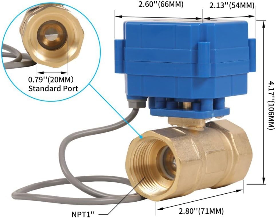 HFS(R) Brass Motorized Ball Valve Electrical Normally Closed – 1″ NPT