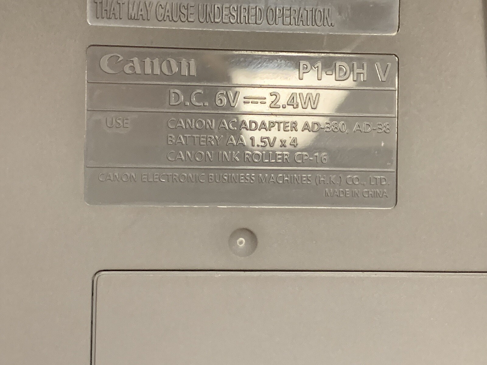 Cannon Palm Printer P1-DH V 12 Digit, Batteries Only, No A/C Adapter ~Calculator