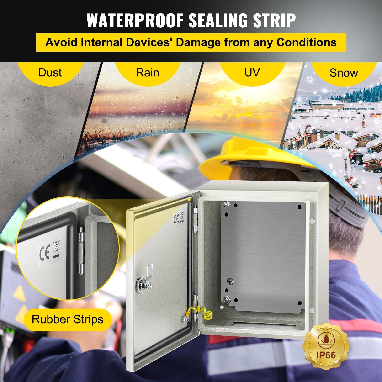 Sturdy Metal Enclosure 12x10x6inch IP66 Waterproof Electrical Box with Plate
