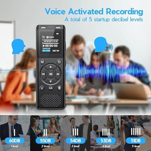 Tonfarb 64GB Digital Voice Recorder with Playback,Audio Recording Device for Lec