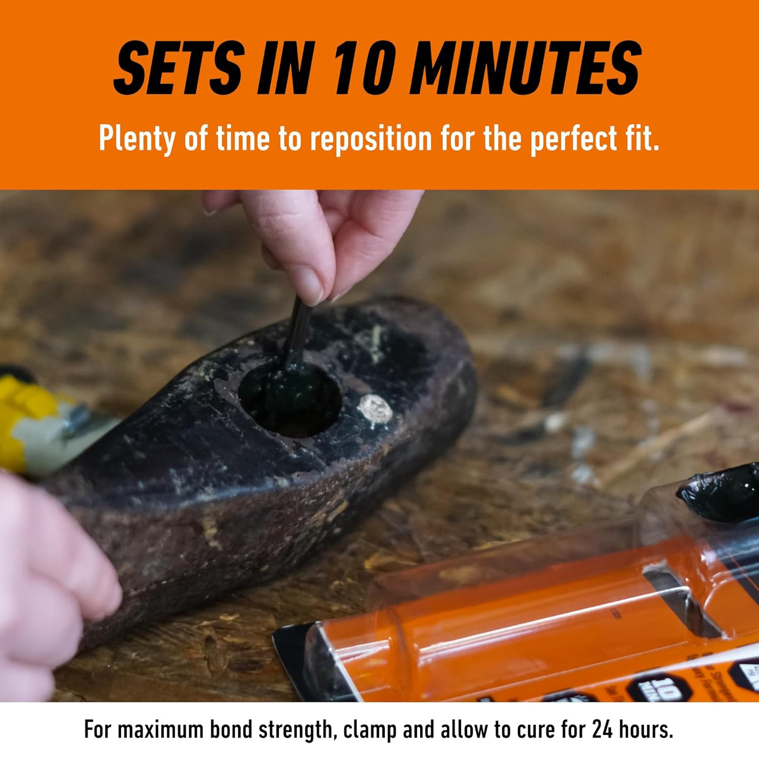 Epoxy Ultimate, Waterproof, 10 Minute Set, Permanent Bond, Dries Black, 0.85Oz S