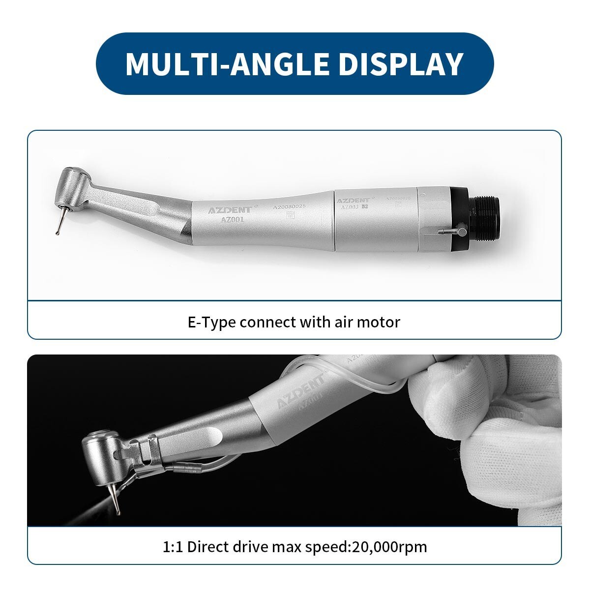 5X Dental Slow Low Speed Handpiece Contra Angle Push Button AZDENT