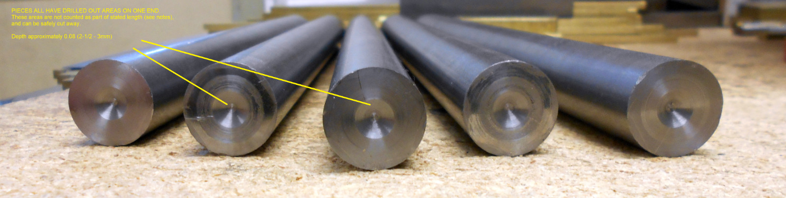 (5) pieces 12L14 SOLID Carbon Steel CF round stock 7/8″ (0.875) 12″ RND -cutoffs