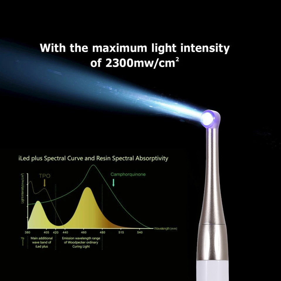 Dental Wireless Curing Light 1 Second Cure Lamp 2500mw/cm2 385nm-515nm ILED Type