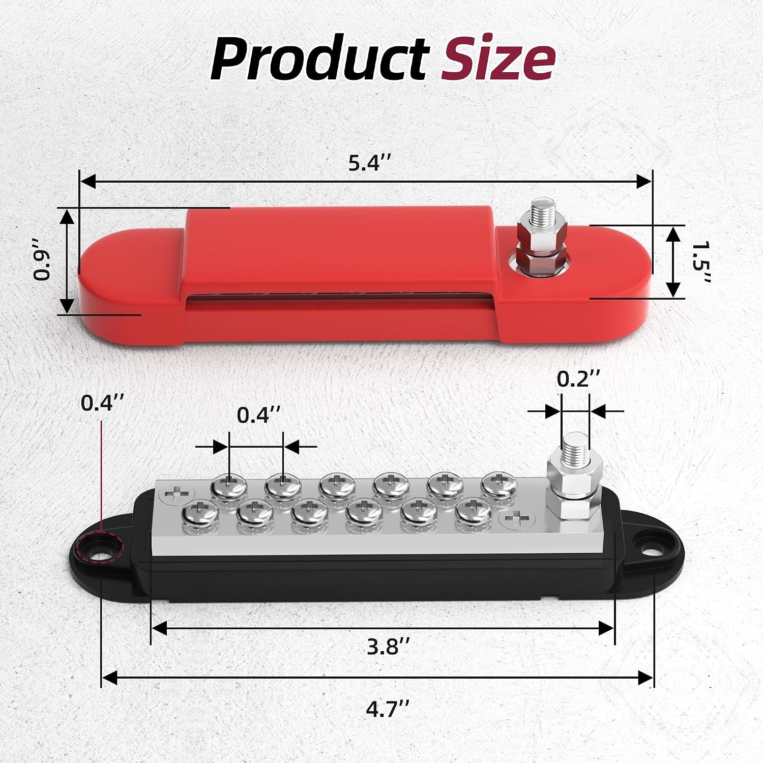 Durable ABS 12V Bus Bar with 48V Max Voltage for Secure Automotive Wiring