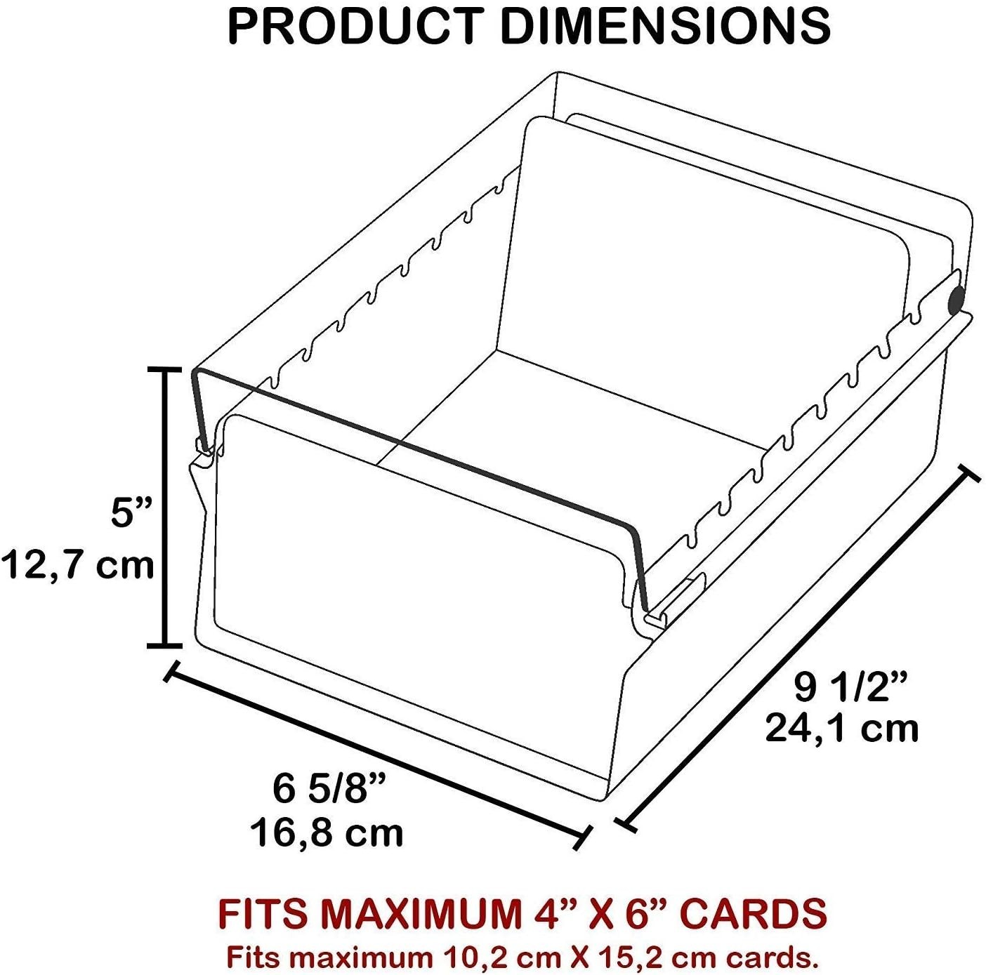 Durable 4×6 Card Holder, Metal Base, Clear Plastic Lid, AZ Index Included