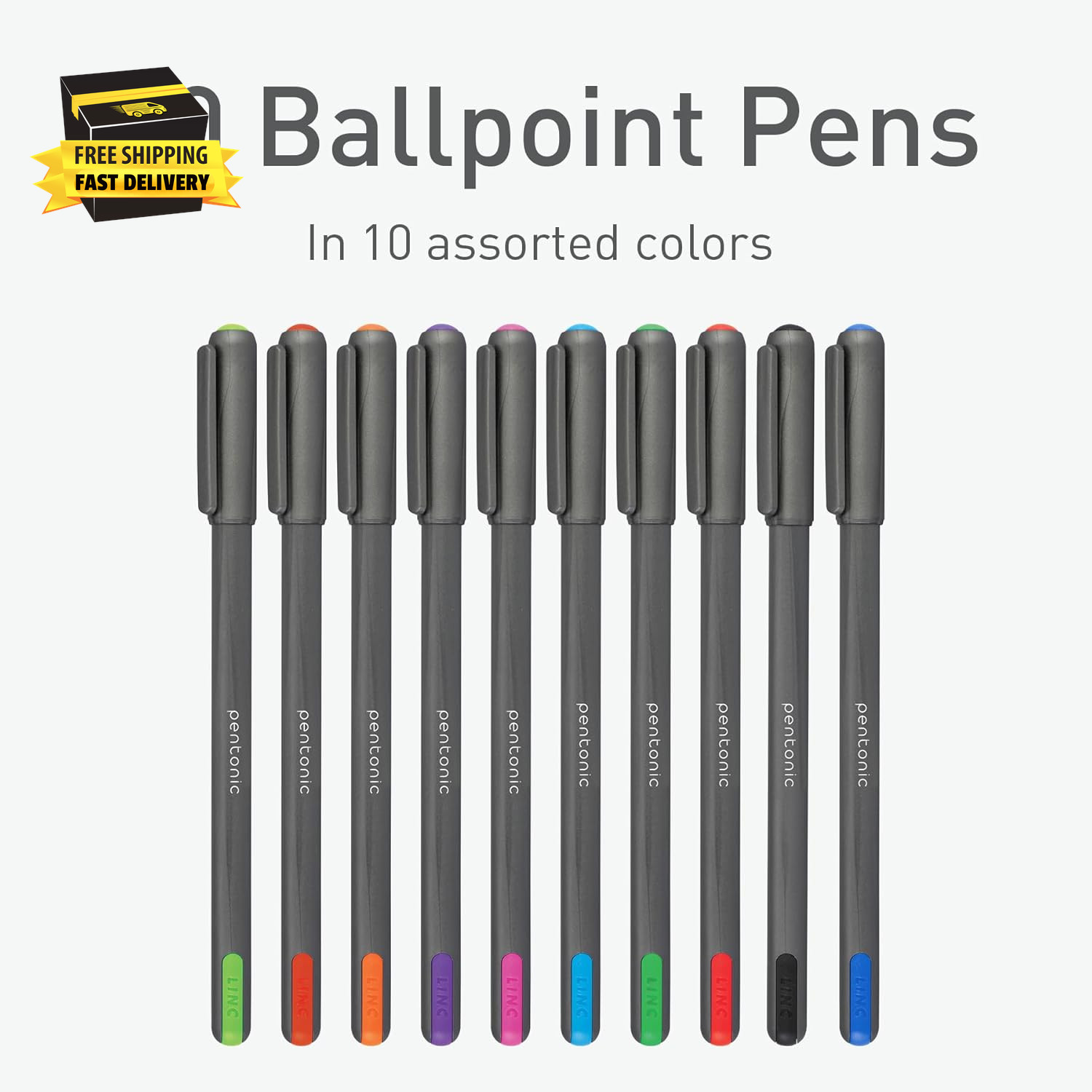Pentonic Premium Ball Point Pen 1.0 Mm Medium Point, 10-Count, Assorted Colors |