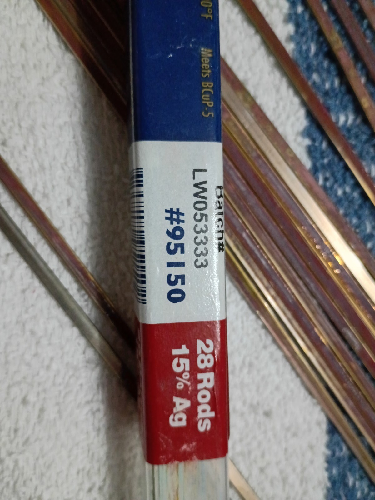 95150 Lucas Milhaupt Sil Fos Silvaloy 15% Silver Solder 28 Rods 1 pound solder