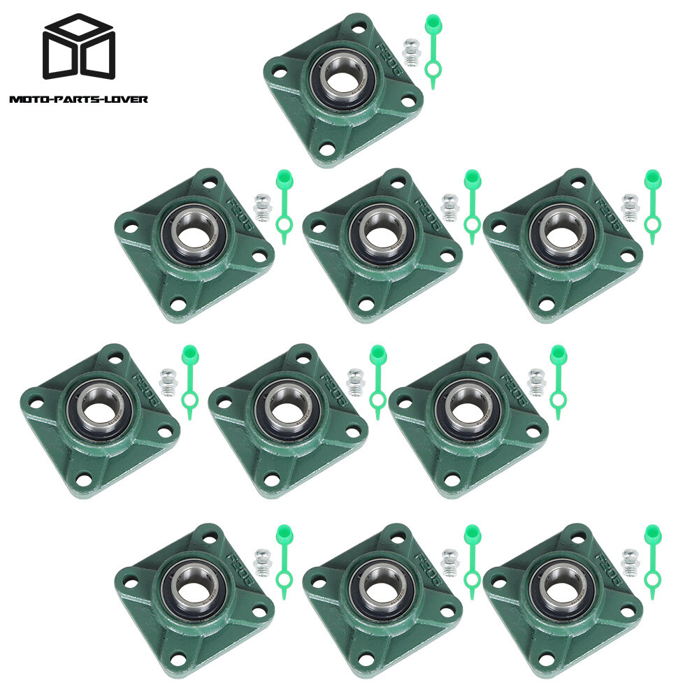 10 pcs UCF205-16 Pillow Block Flange Bearing 1″ Bore 4 Bolt Solid Base