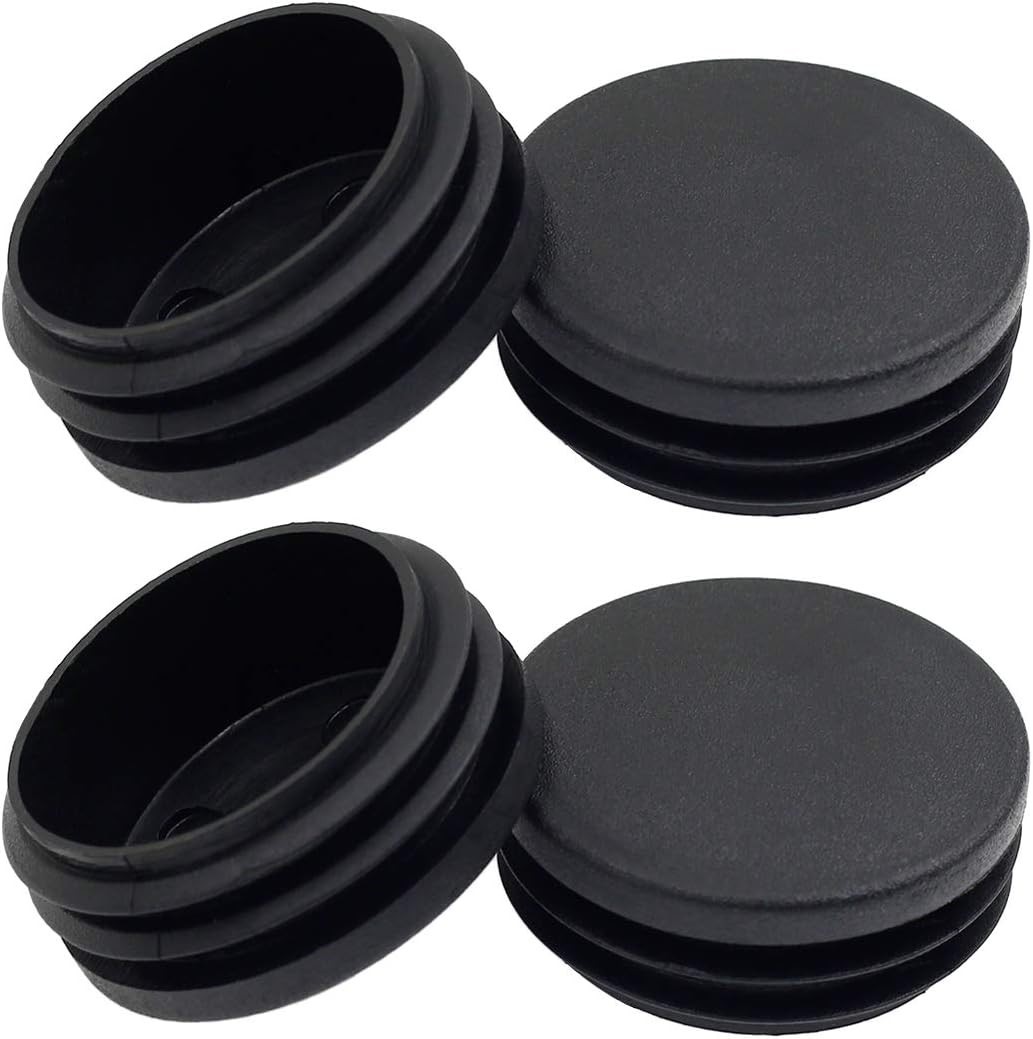 4PCS 45mm 1 3/4 Inch Round Plastic Plug, Round Black Plastic End Cap, Pipe Tu…