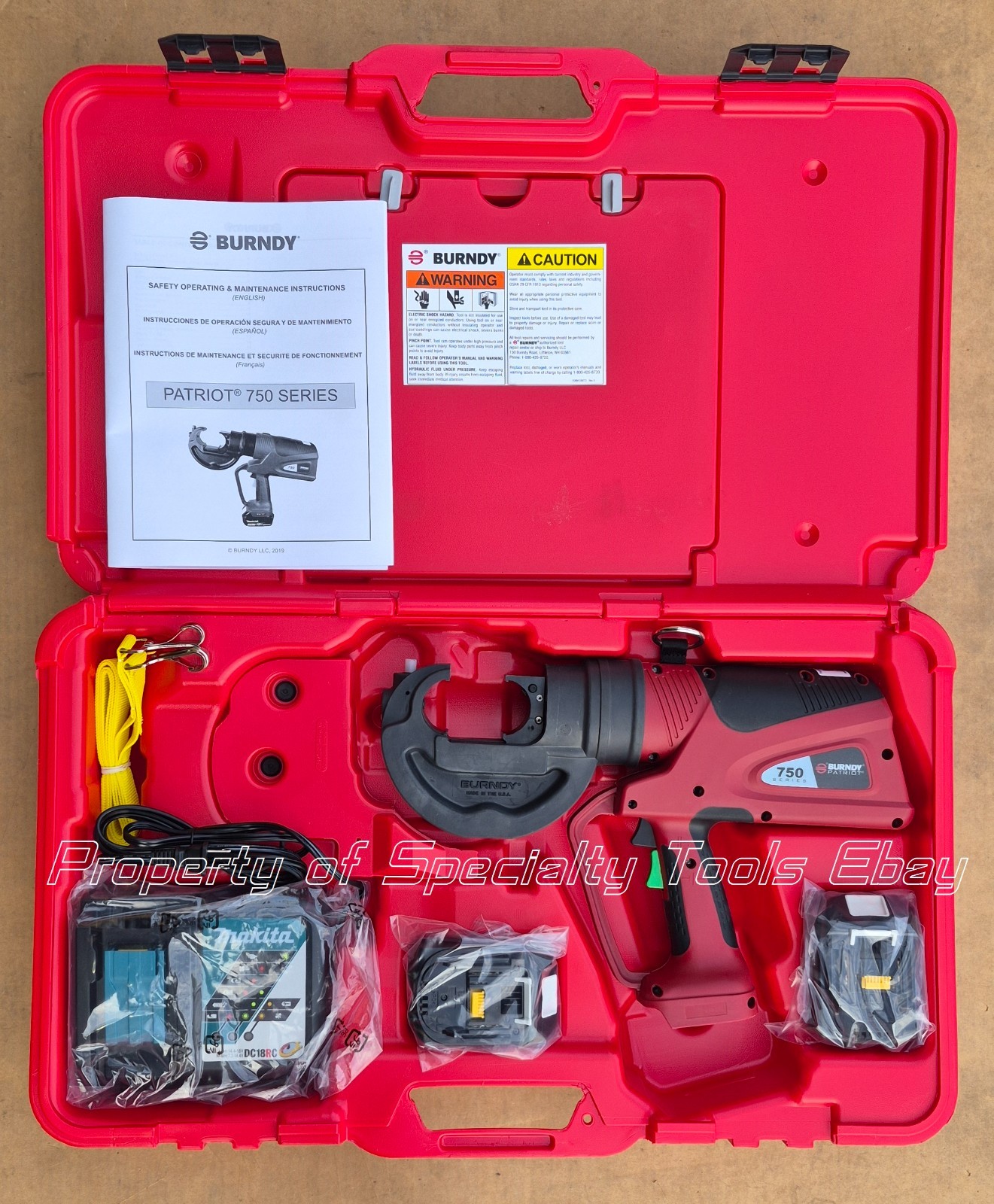 Burndy PAT750LI Hydraulic 12 ton battery rubber head crimper crimping PAT750CLI
