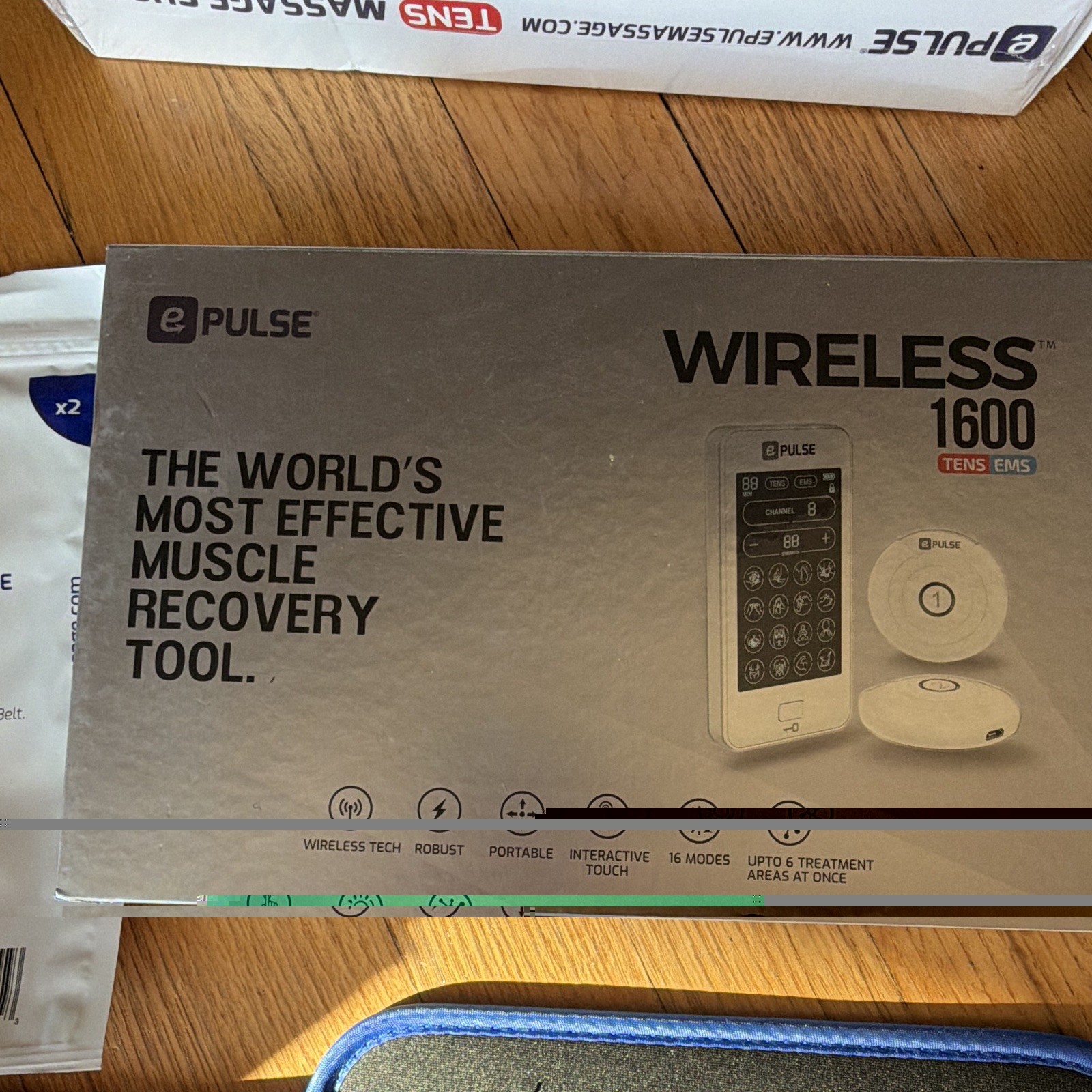 ePulse Wireless 1600 TENS/EMS Unit 2-Channel Handheld w/ Belt & Massage Shoes
