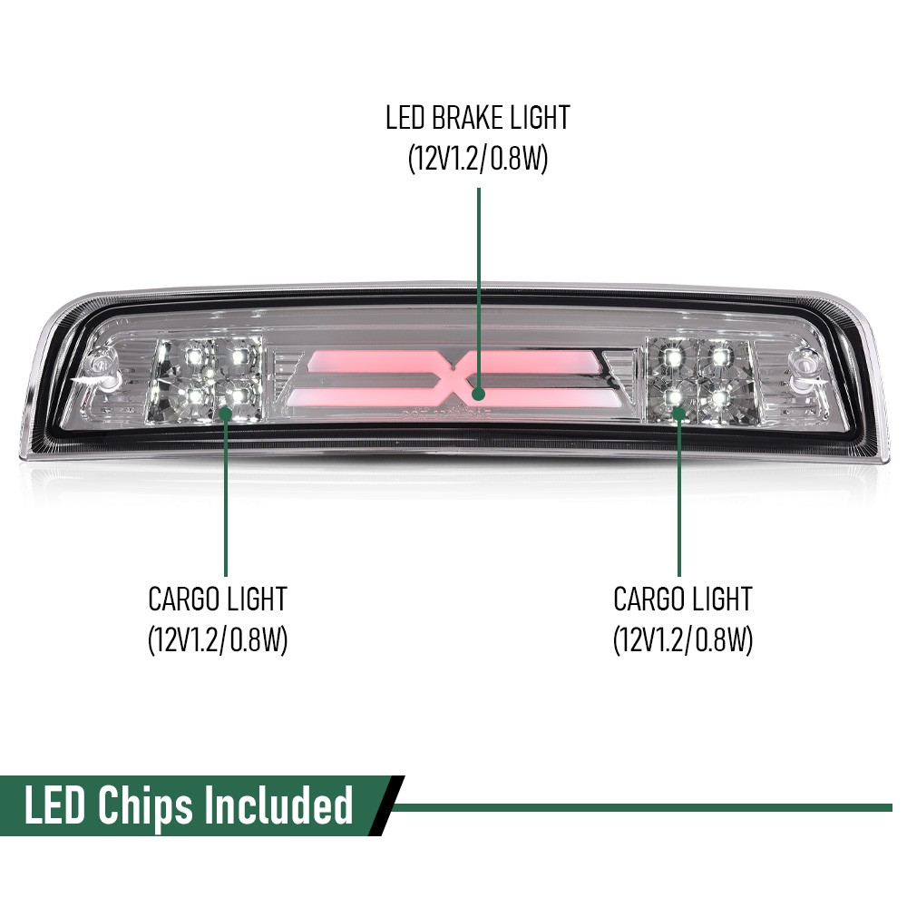 For RAM 1500 2500 3500 2009-2017 LED 3rd Brake Light Smoky Lens Black Housing US