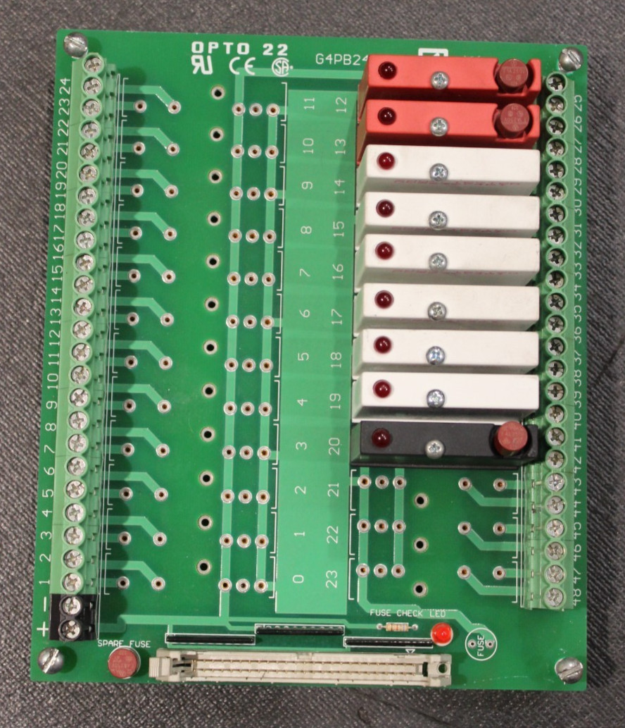 OPTO 22 – P/N: G4PB24 – Circuit Board – w/ 2 G4 ODC5R, 1 G4 OOAC5 & 6 G4 IDC5