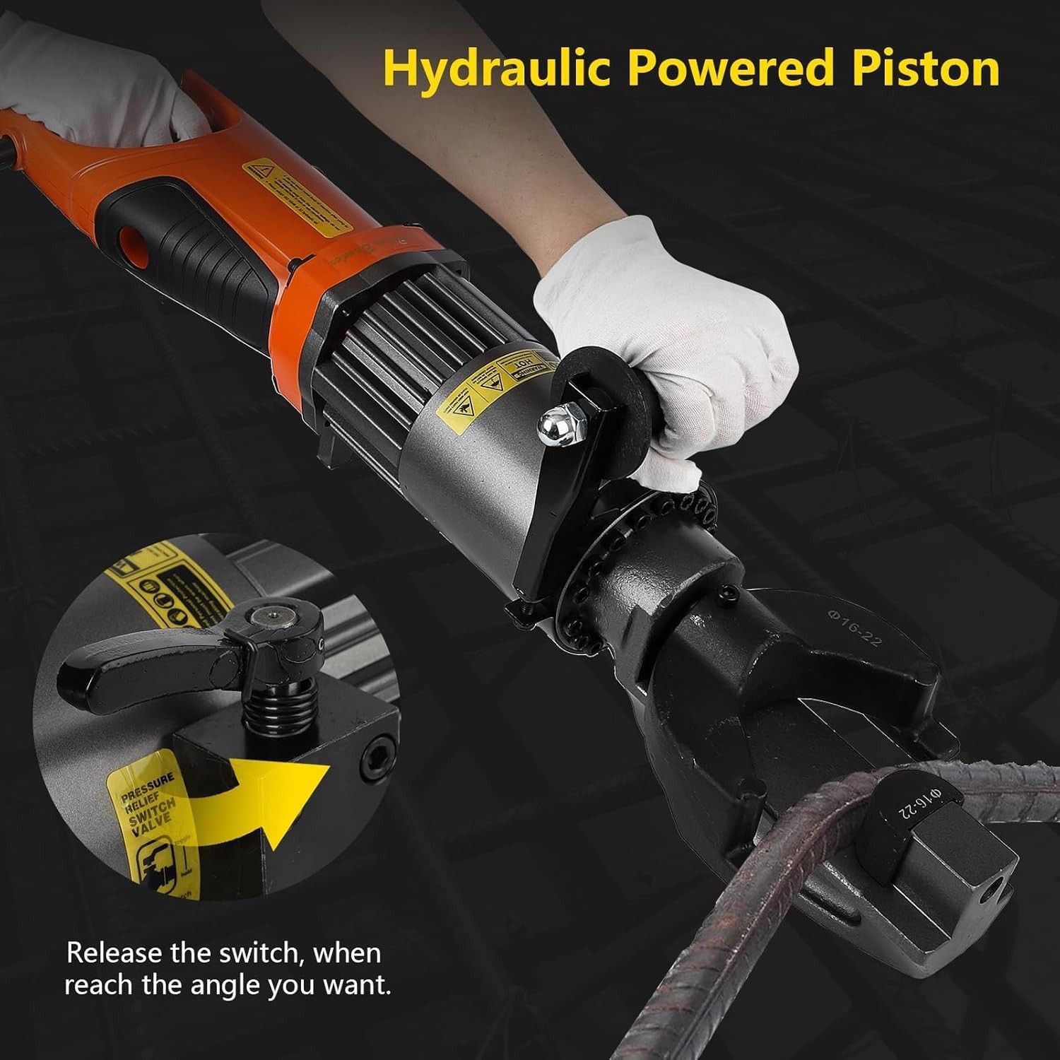 RB-22 with Electric Hydraulic Rebar Bender 1200W Power 7/8 Inch #7 22mm Capacity