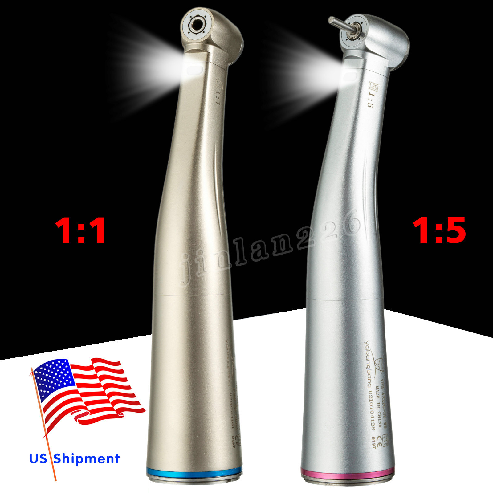 FDA Dental 1:5 1:1 Electric Fiber Optic LED Contra Angle Handpiece Fits NSK KaV