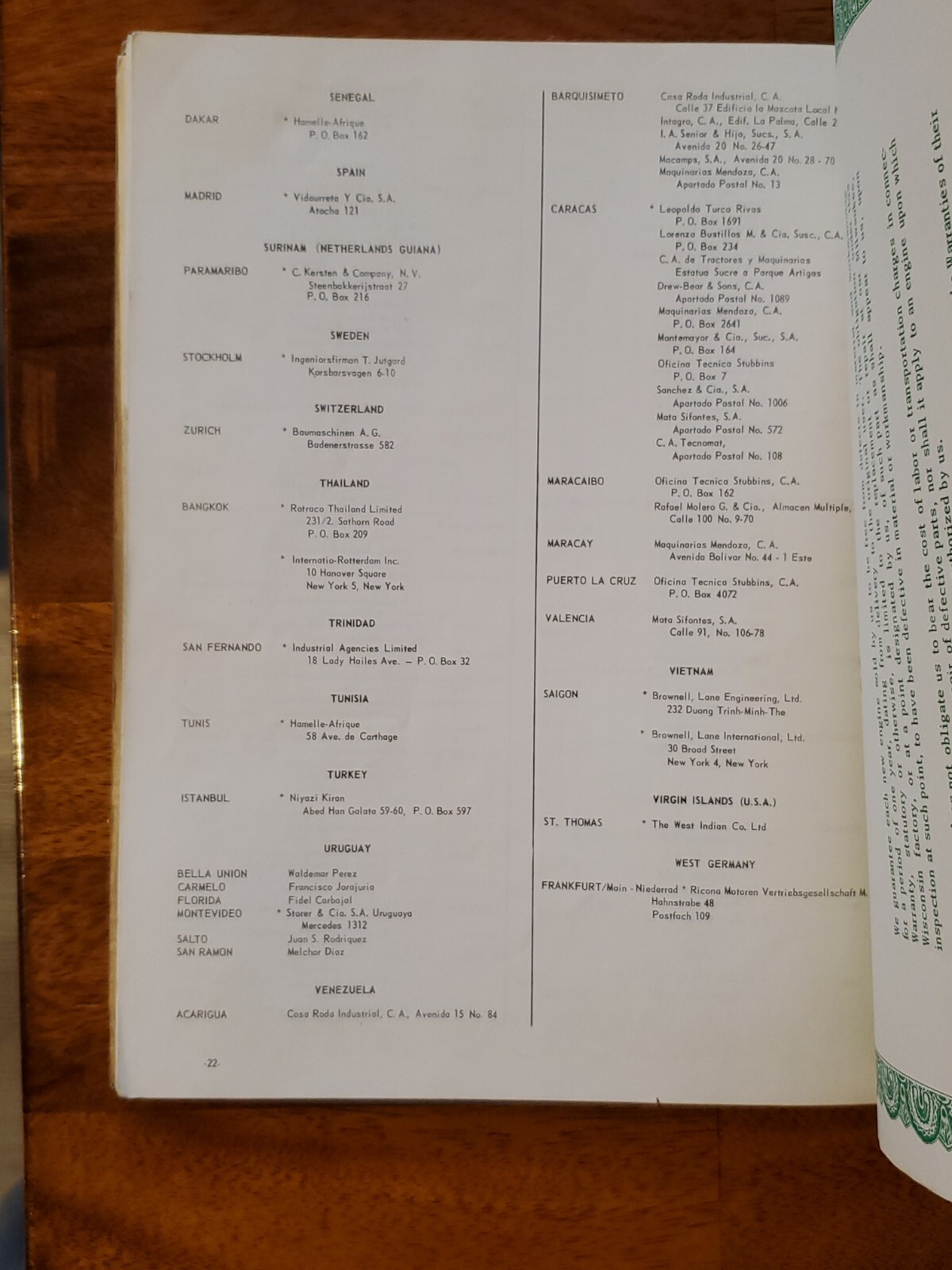 Wisconsin MODEL TR-10D Air Cooled Heavy Duty Engines Instruction Book/Parts List
