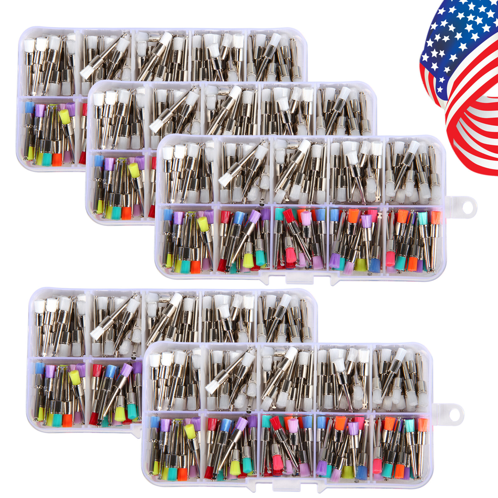 200-2000*Dental White &Color Nylon Latch Flat Polishing Polisher Prophy Brush DL