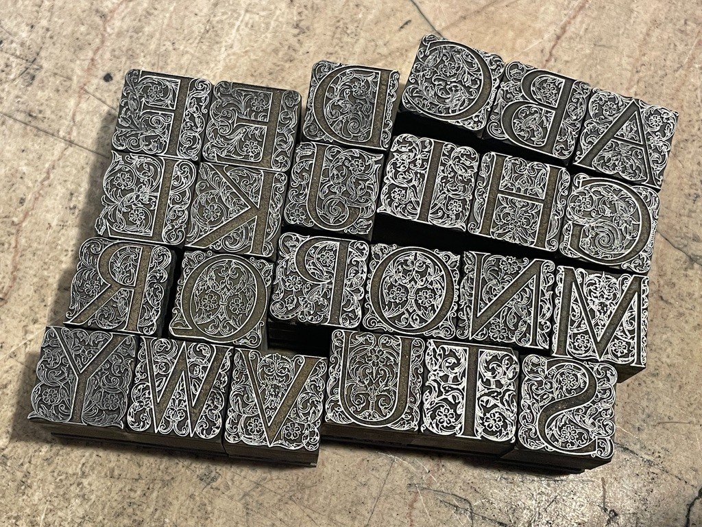 Rare Decorative Ornate Antique Foundry Cast Initial Font Letterpress 48 Pt.
