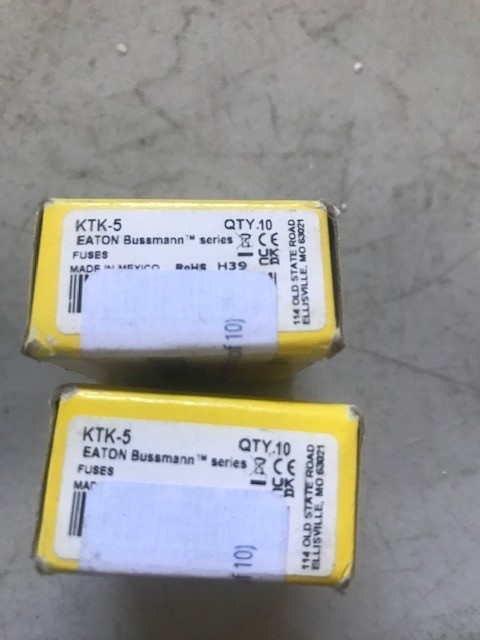 (1) BOX OF 10 NEW COOPER BUSSMANN KTK-5 FUSETRON FUSES KTK5