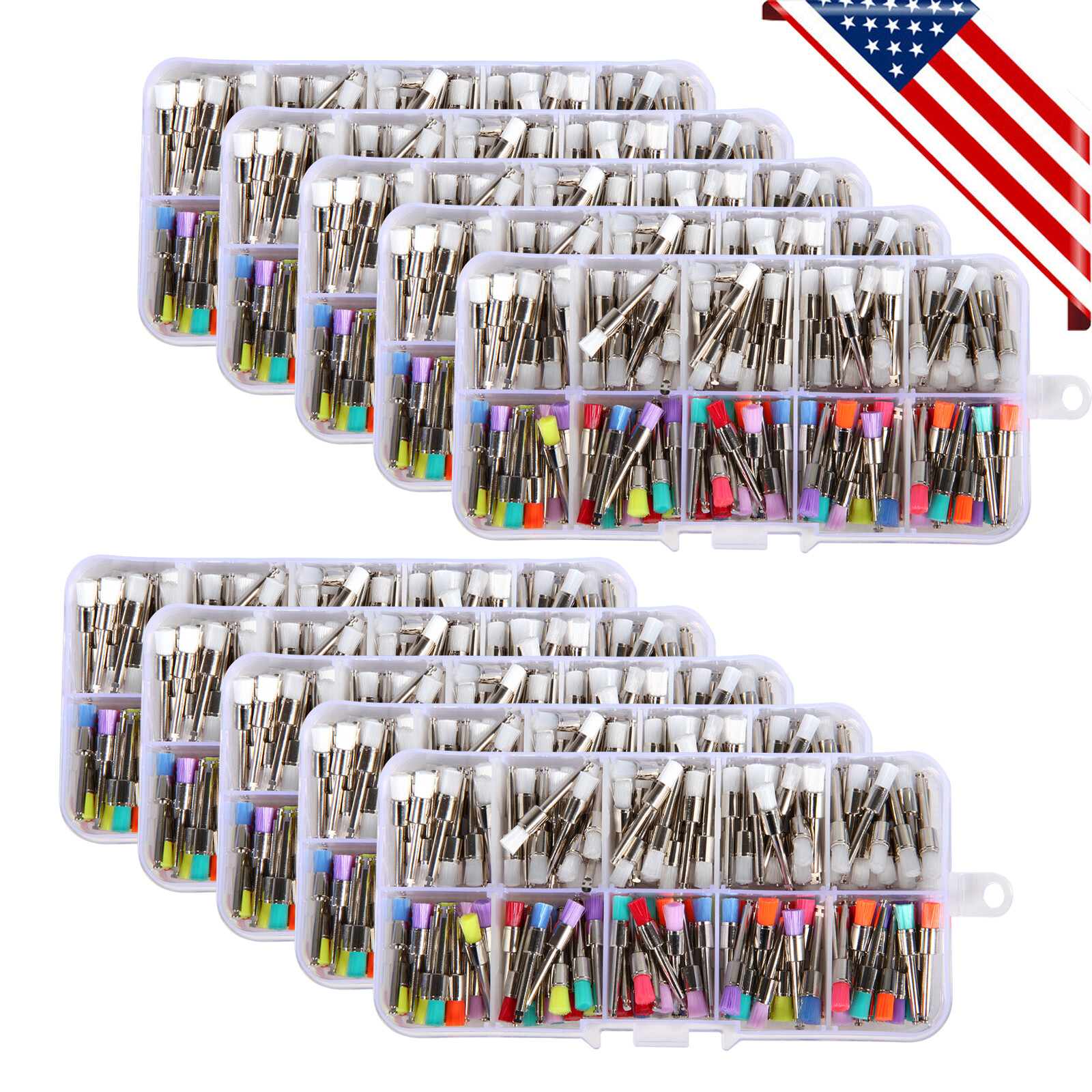 200-2000*Dental White &Color Nylon Latch Flat Polishing Polisher Prophy Brush DL