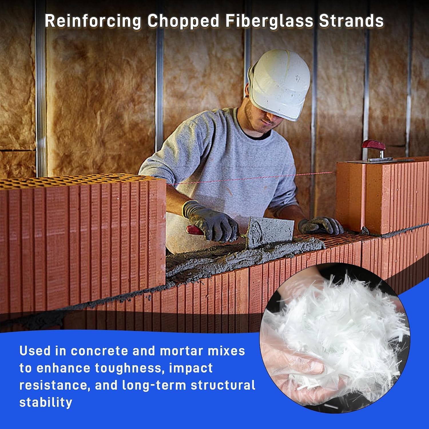 Fiberglass for Concrete Cement 17.6 LB Chopped Strand Fiberglass for Mortar