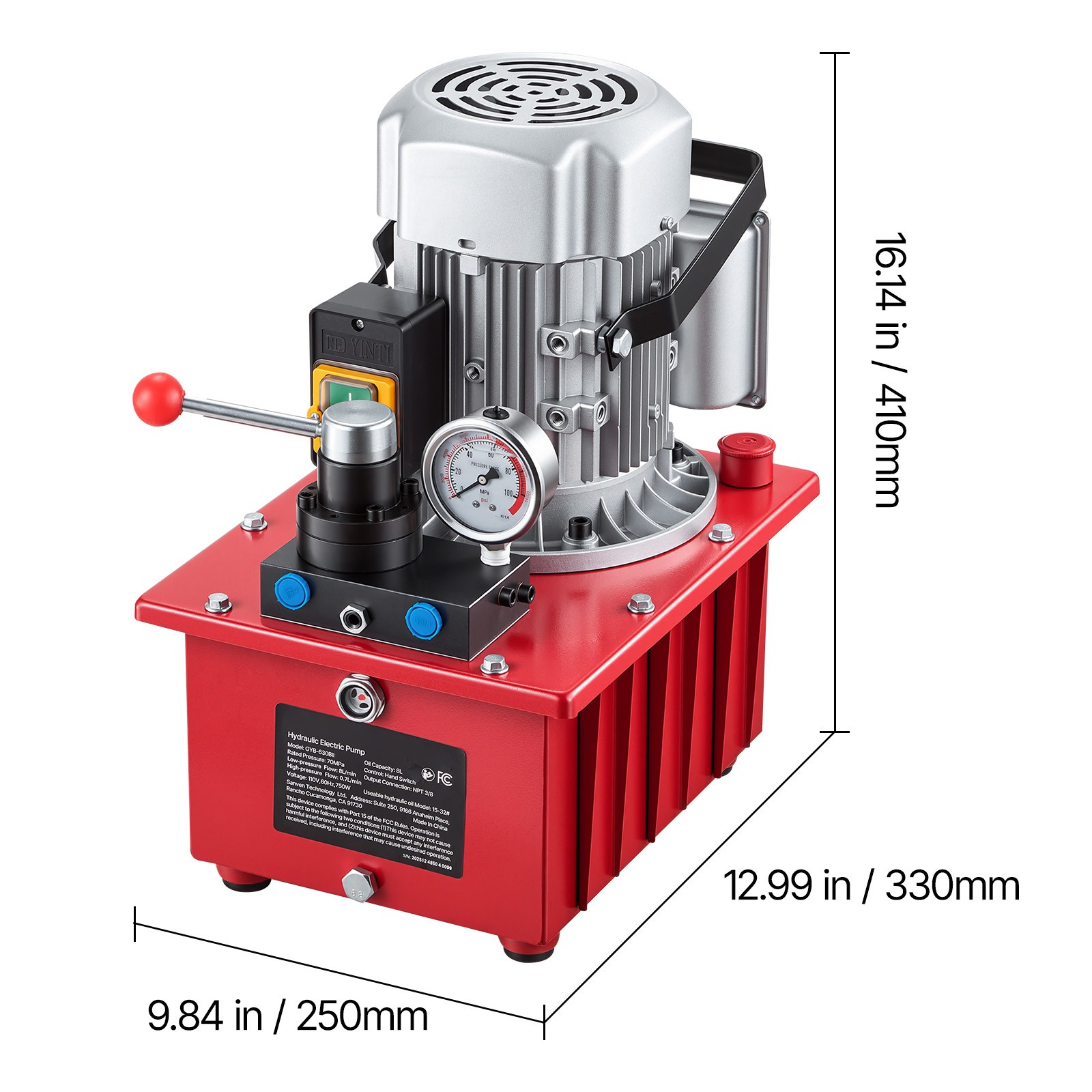 Uimoso Electric Hydraulic Pump 750W 10000 PSI Dual-Action Hydraulic Power Unit