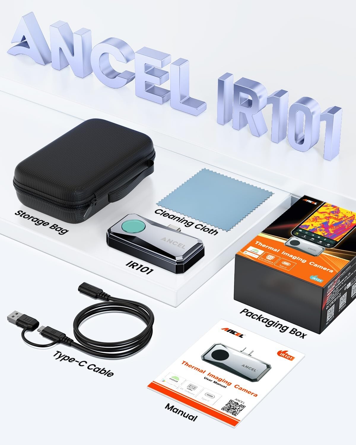 ANCEL Thermal Imaging Camera for IOS 256×192 IR Resolution 25Hz Refresh Rate