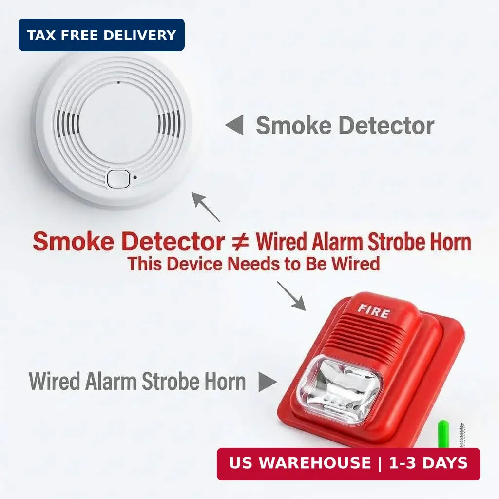 Fire Alarm Siren 12/24V DC | LED Strobe Horn ≥105dB | Wired Security System