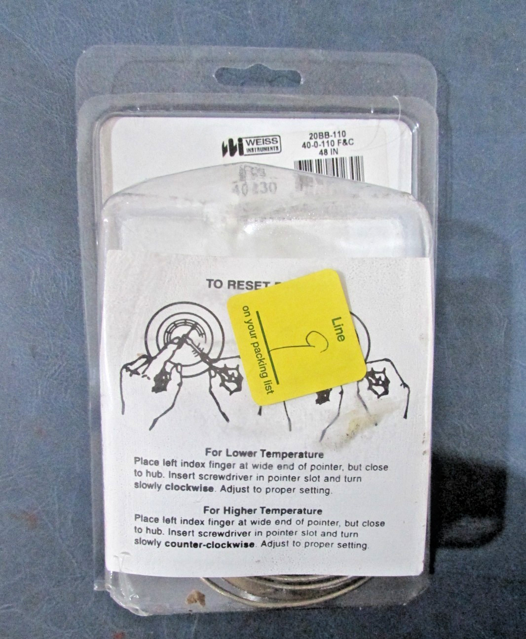 Weiss Instruments IDN40230 Remote Reading Dial Thermometer