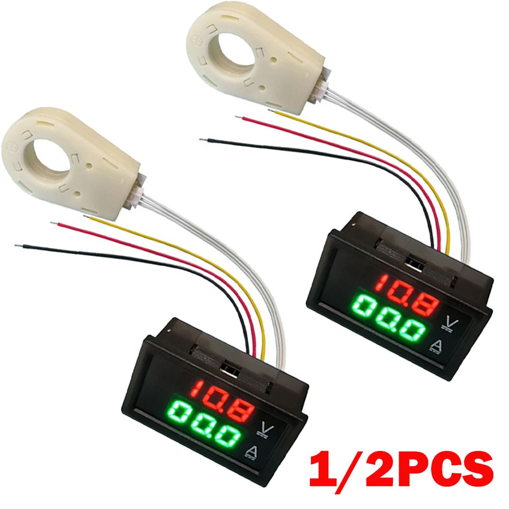 1/2x Hall Current Voltmeters Dual Digital Display DC 0-300V ± 50A/100A/200A/400A